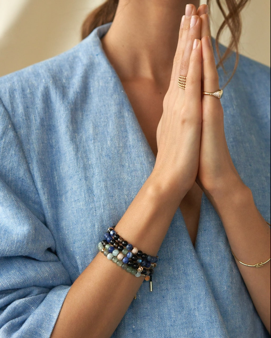 Inner Peace Throat Chakra Bead - 18kt White Gold