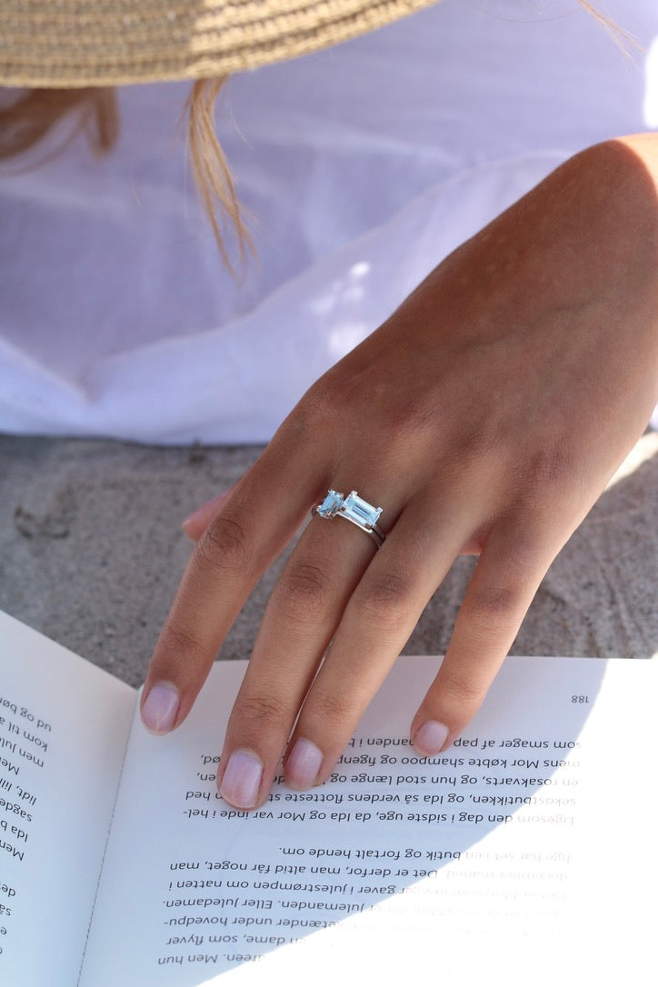 Nord Blue Ring S Turned - 18kt Yellow Gold