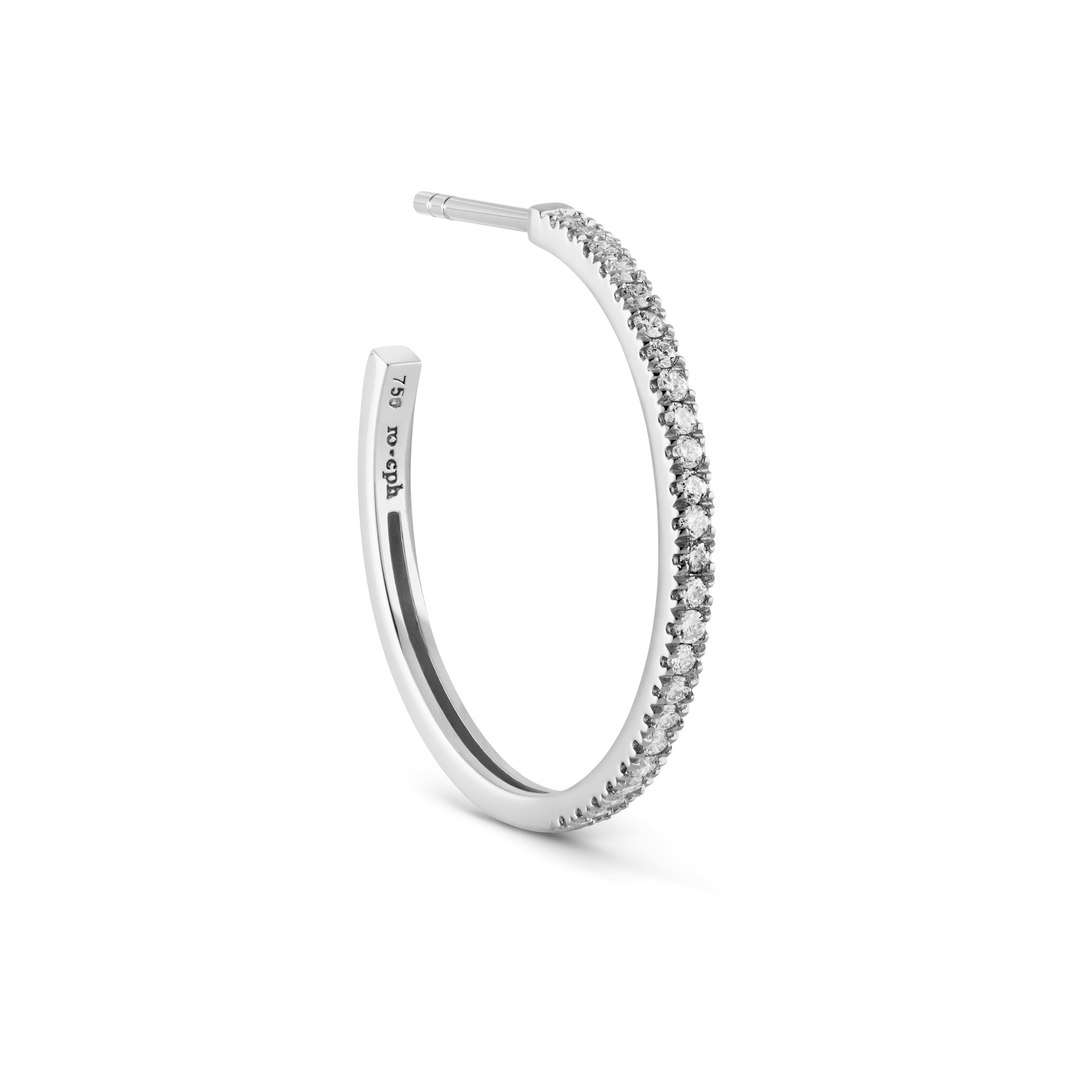 Rock Classic Diamond Creol M - 18kt White Gold