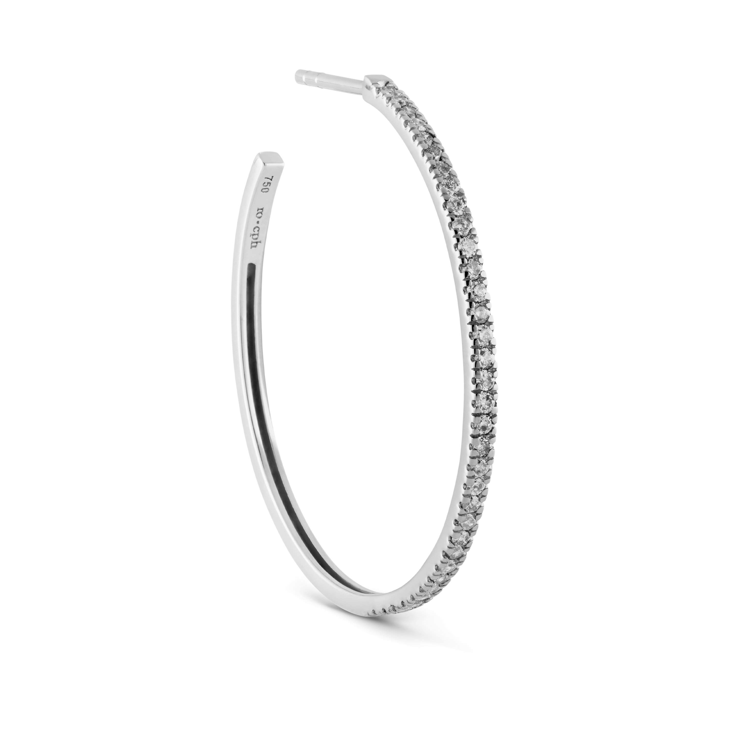Rock Classic Grey Diamond Creol L - 18kt White Gold