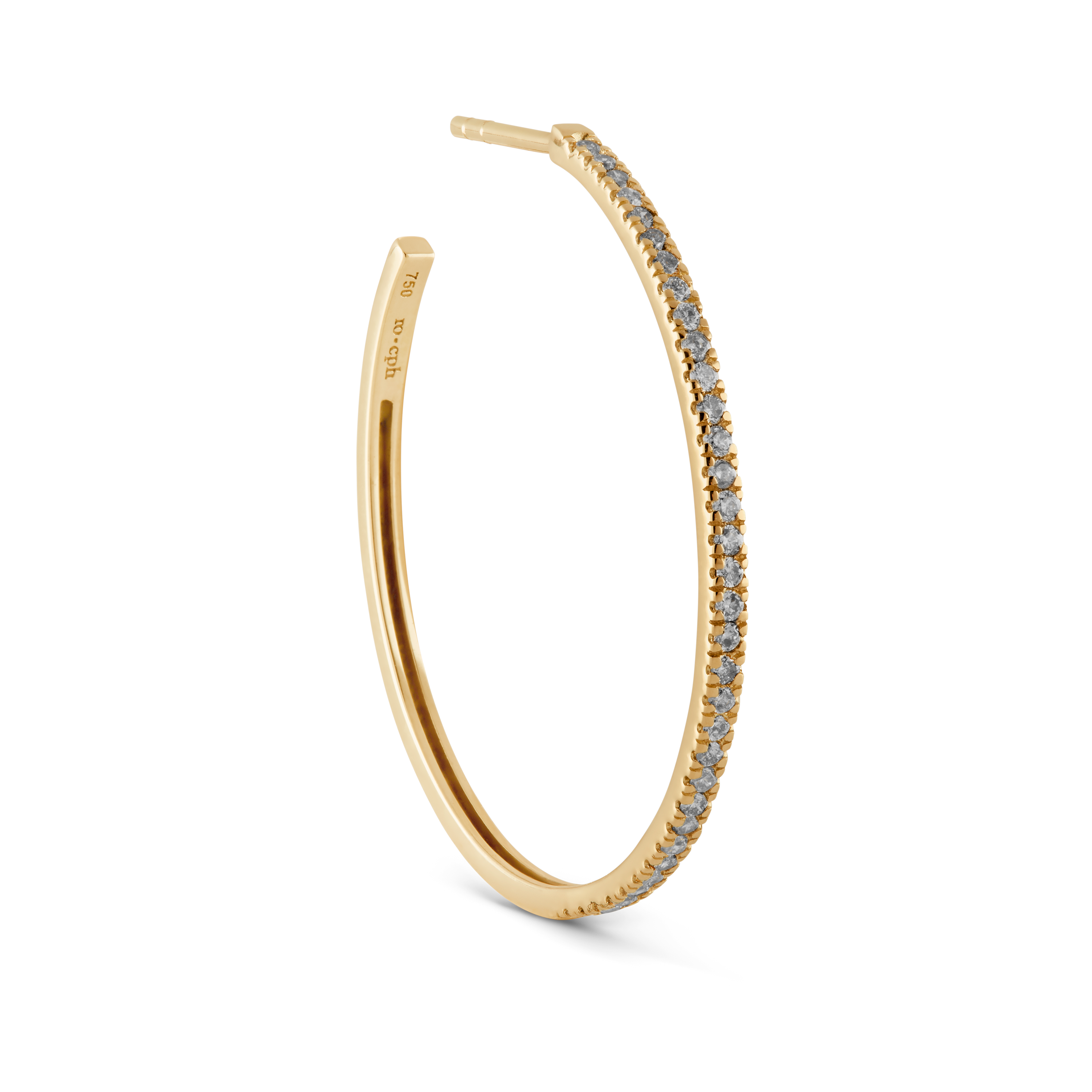 Rock Classic Grey Diamond Creol L - 18kt Yellow Gold