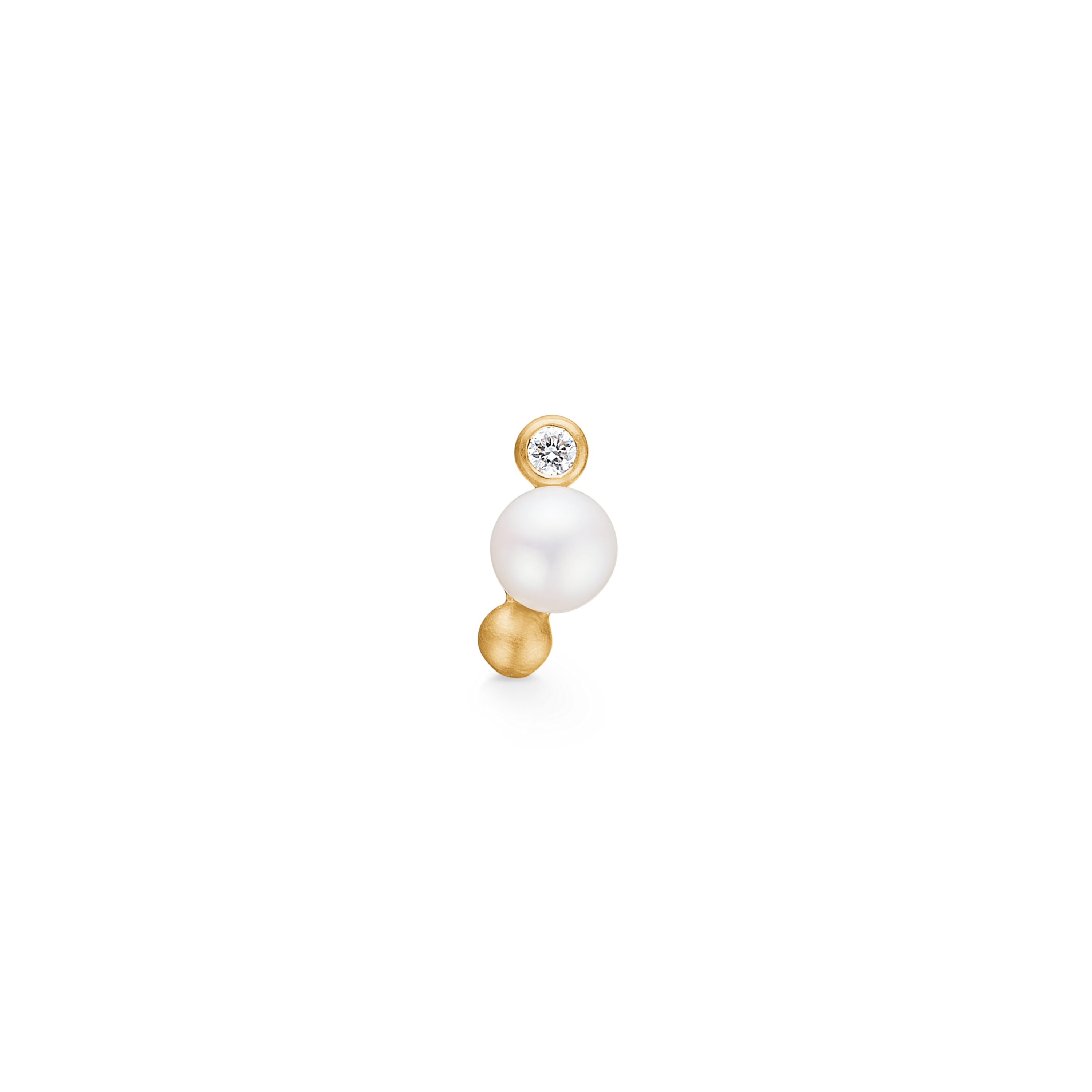 Orbit Dot Perle Øredobb S Høyre - 18kt Gult Gull