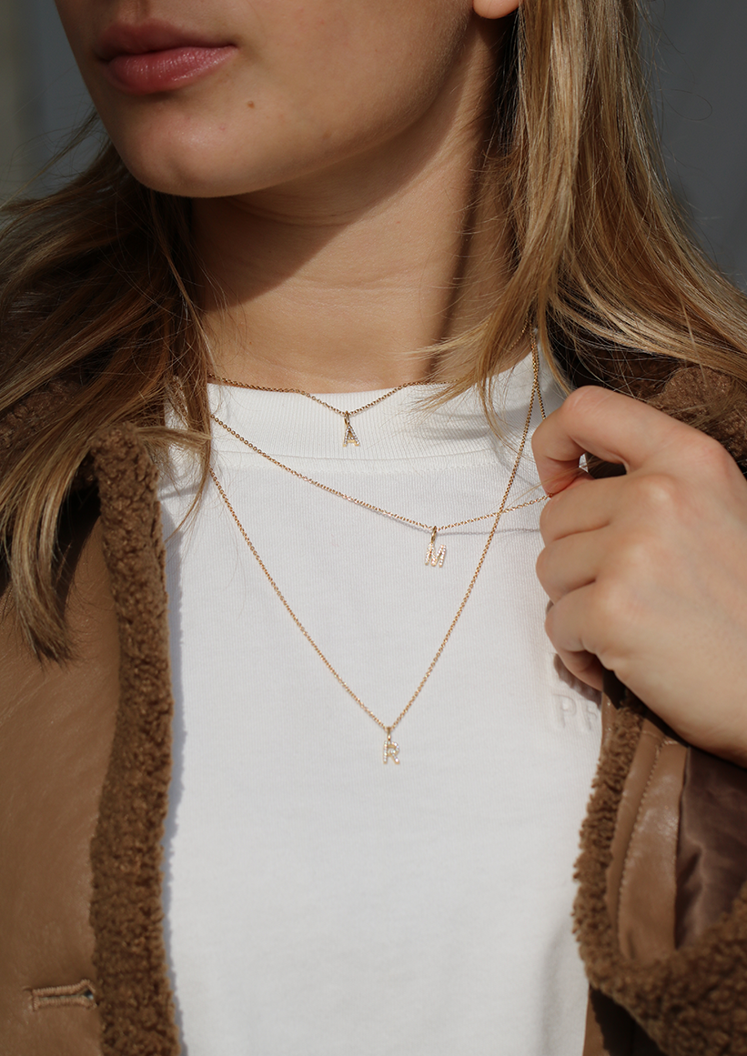 My J Diamond Pendant - 18kt Yellow Gold