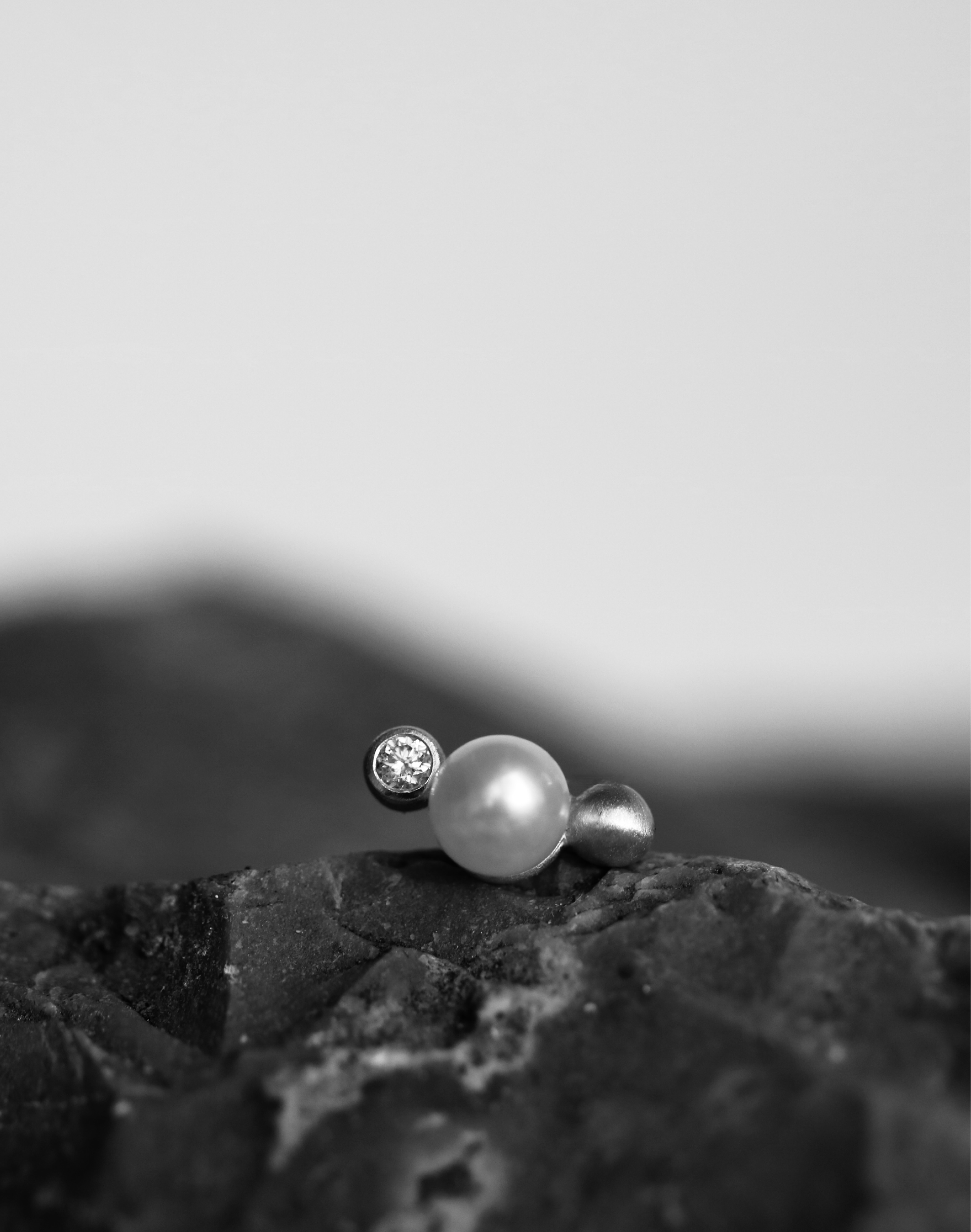Orbit Dot Perle Øredobb S Høyre - 18kt Gult Gull