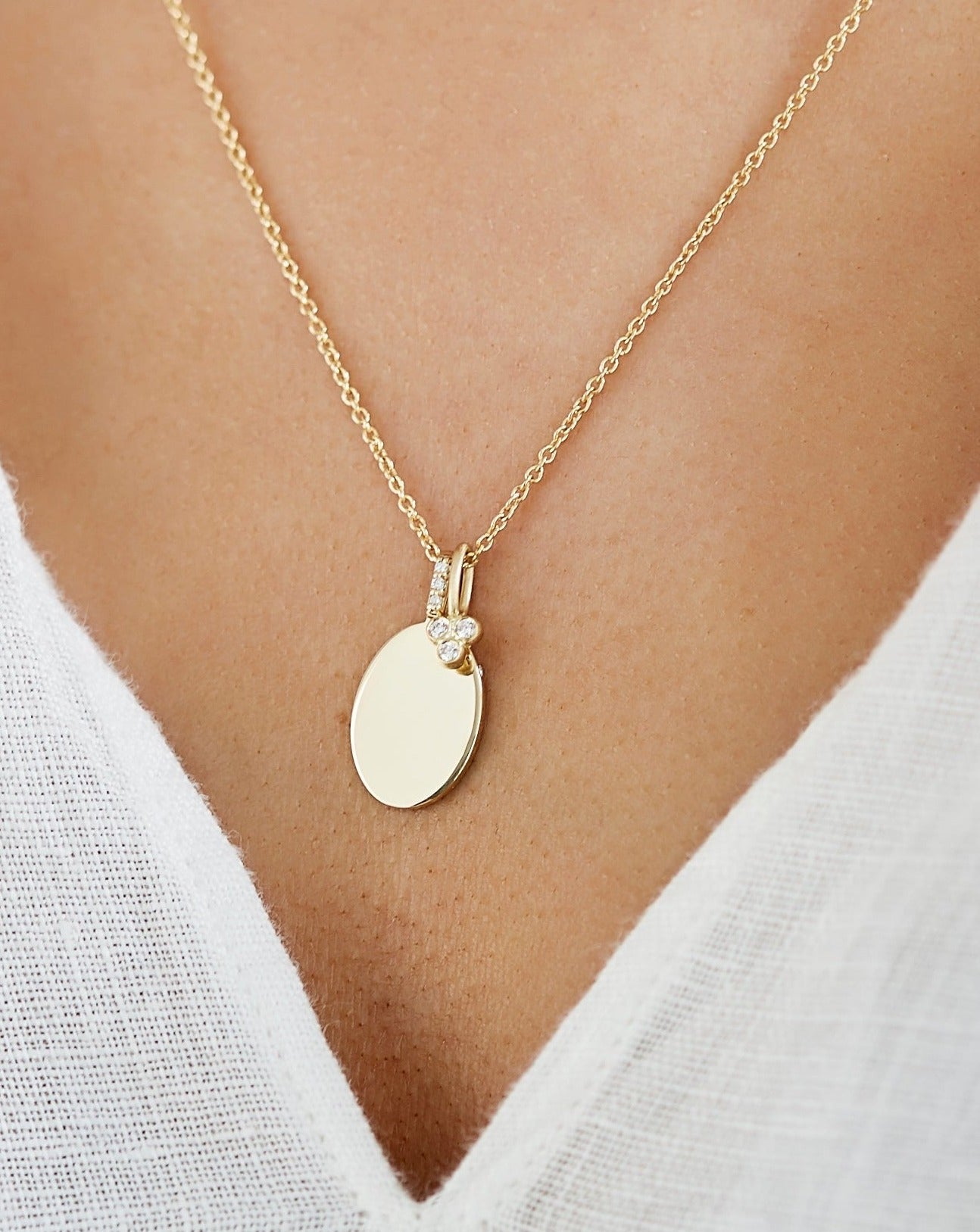 Signet Diamant Anheng - 18kt Gult Gull