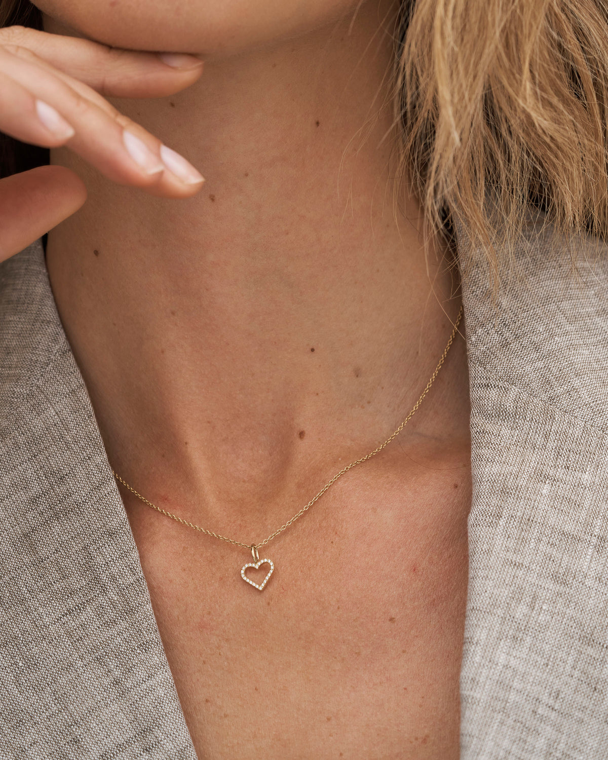Symbols Open Heart diamant Anheng - 18kt Gult Gull