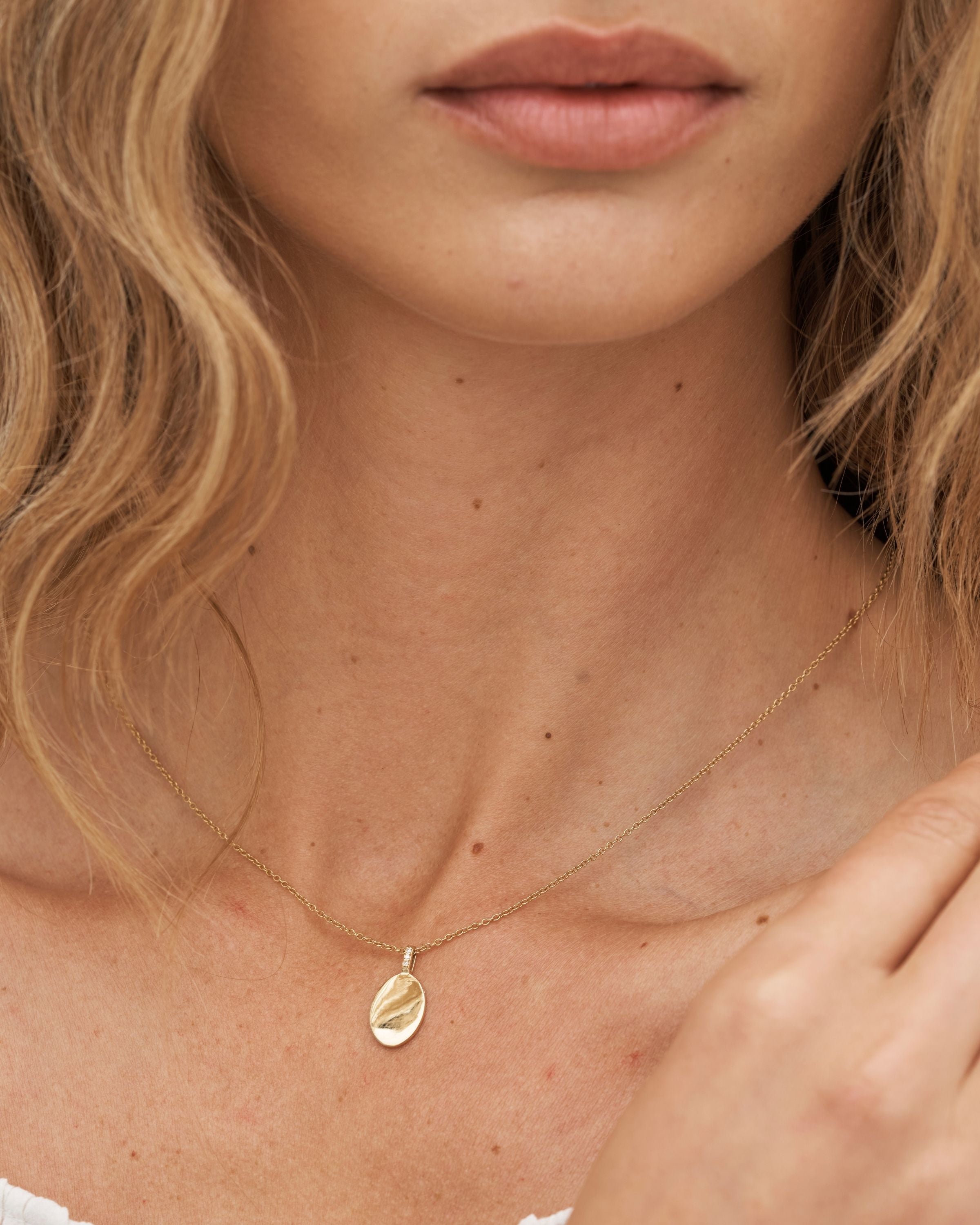 Signet Diamant Anheng - 18kt Gult Gull