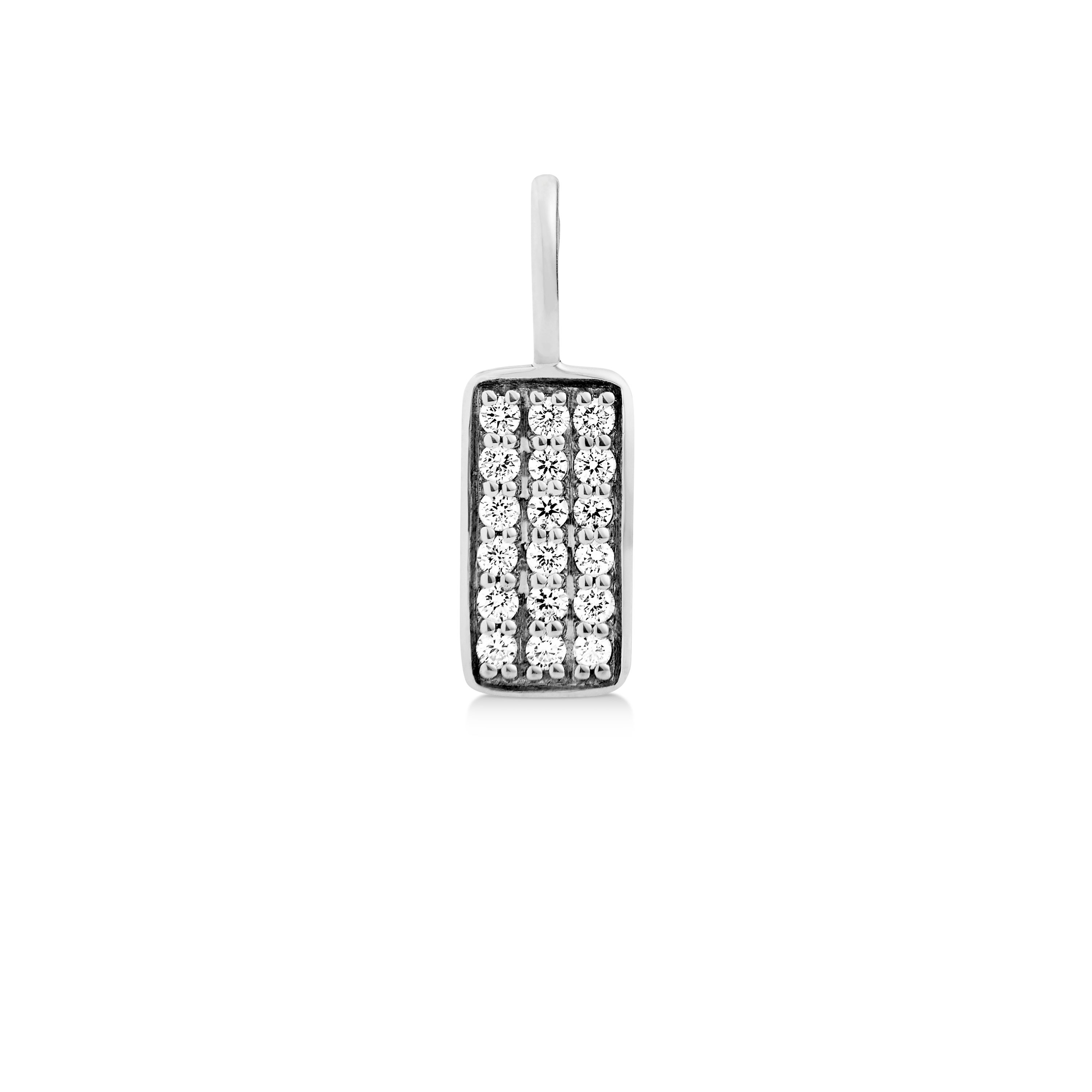 Square Diamant Anheng - 18kt Hvitt Gull