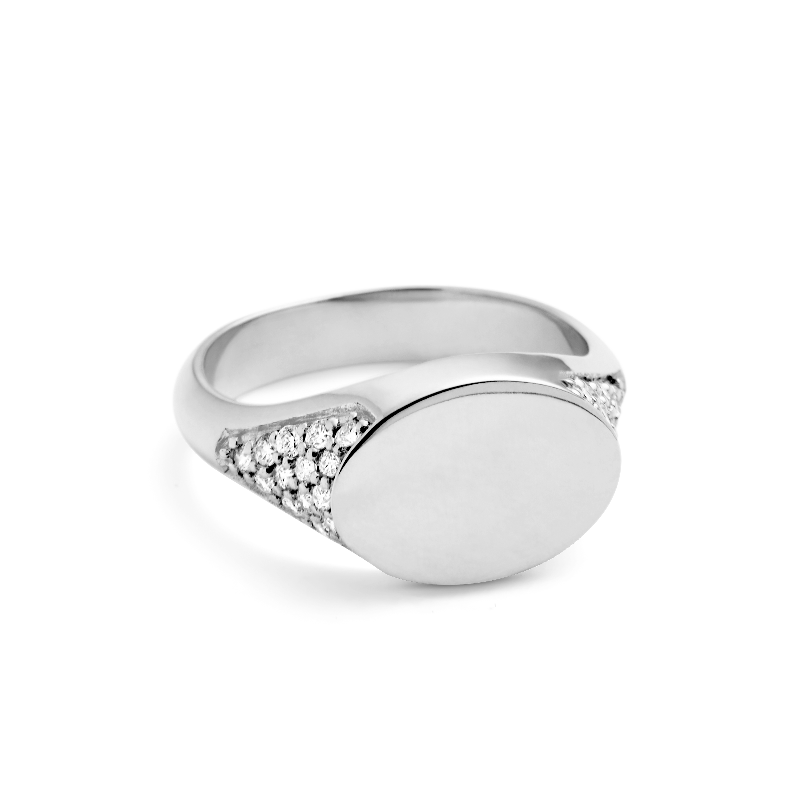 Signet Diamantring Solid - 18kt Hvitt Gull