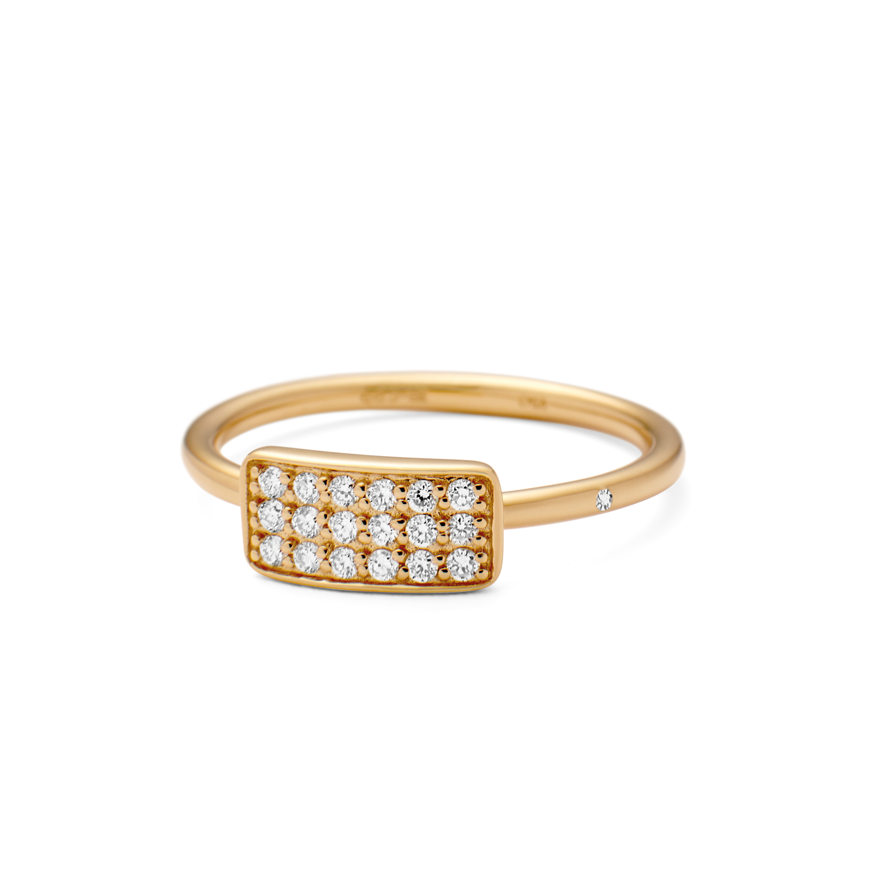 Square Diamantring - 18kt Gult Gull