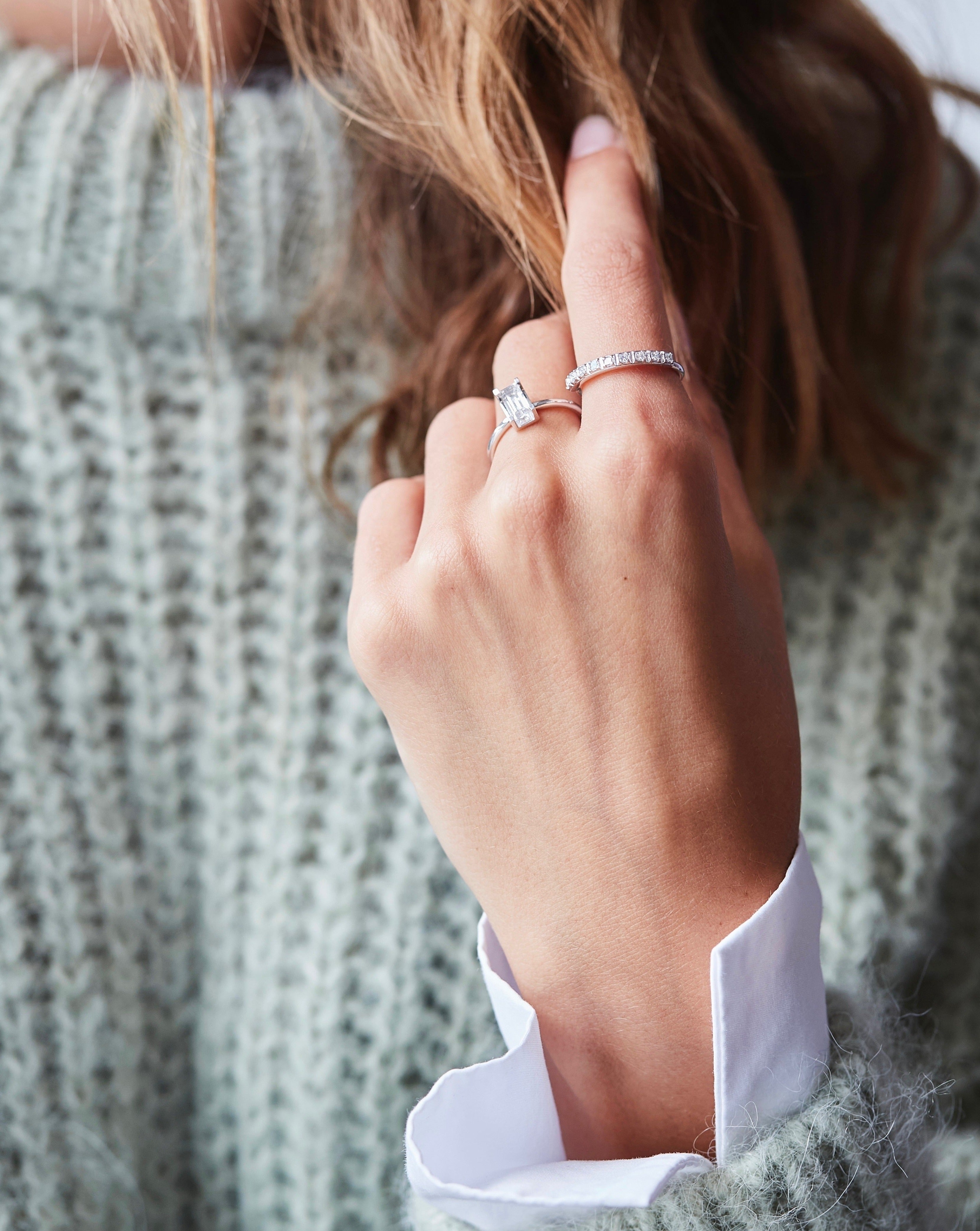 Rock Classic Diamantring Aligned - 18kt Hvitt Gull