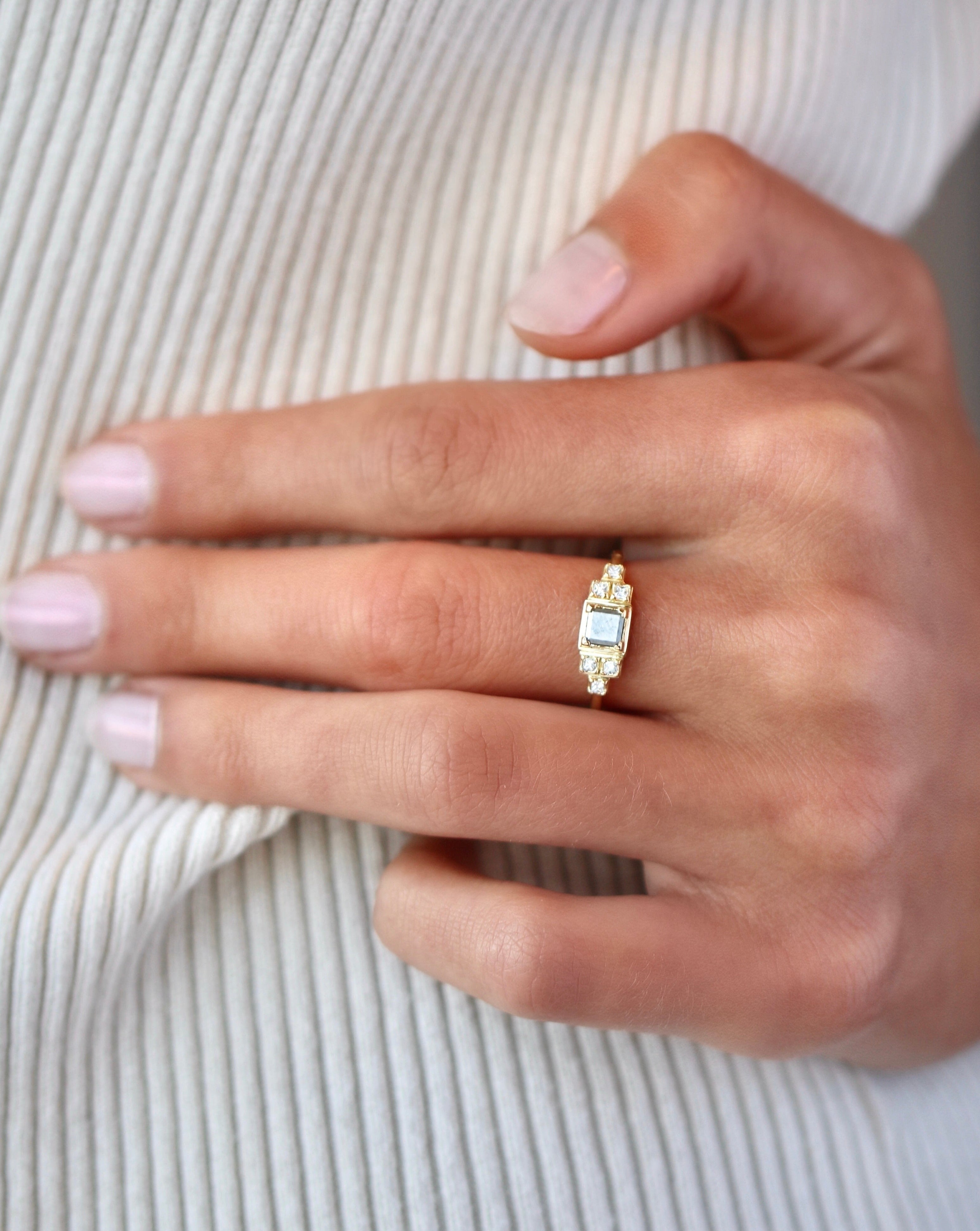 Raw Diamantring - 18kt Hvitt Gull