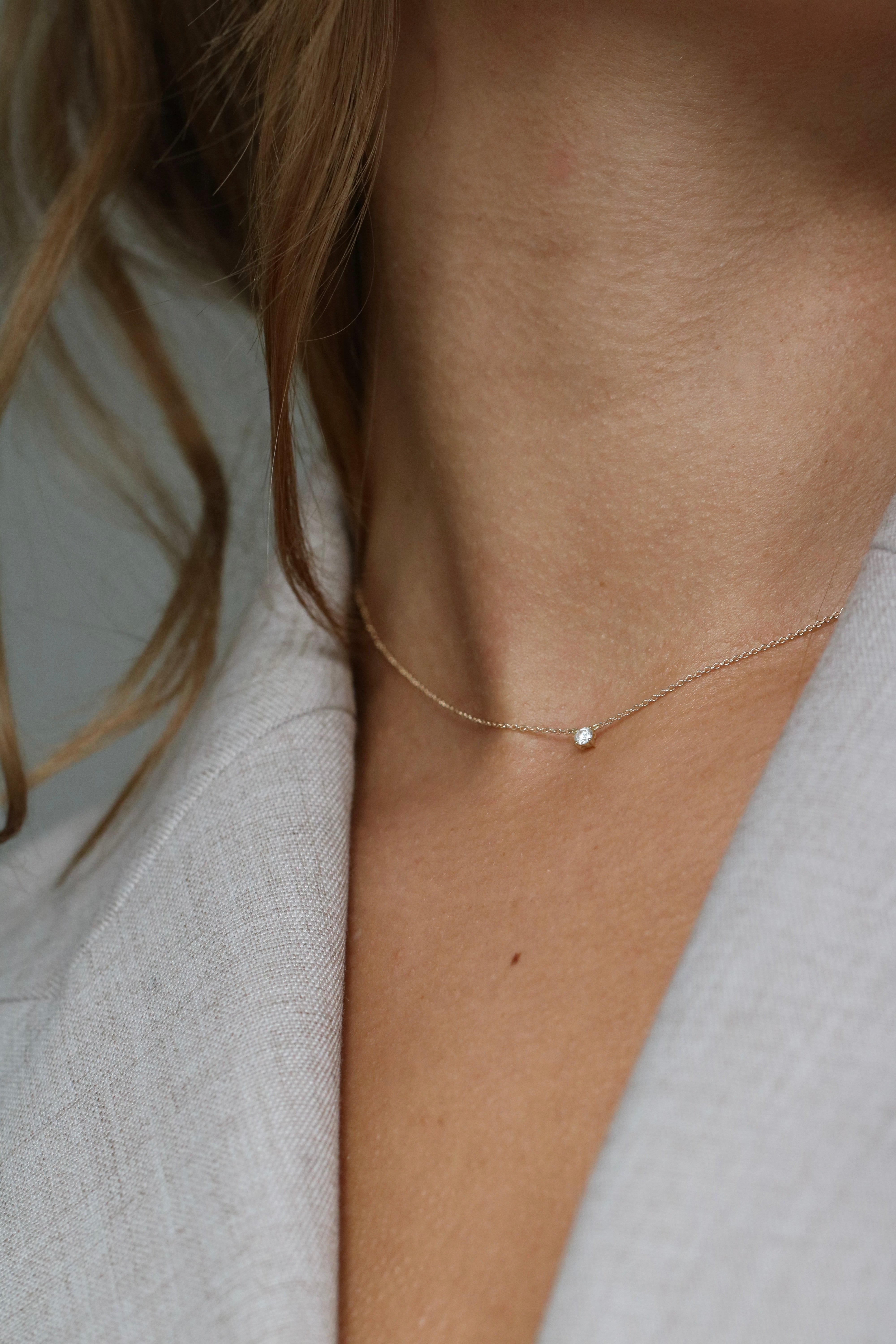 Rock Classic Floating Diamant halskjede - 18kt Gult gull