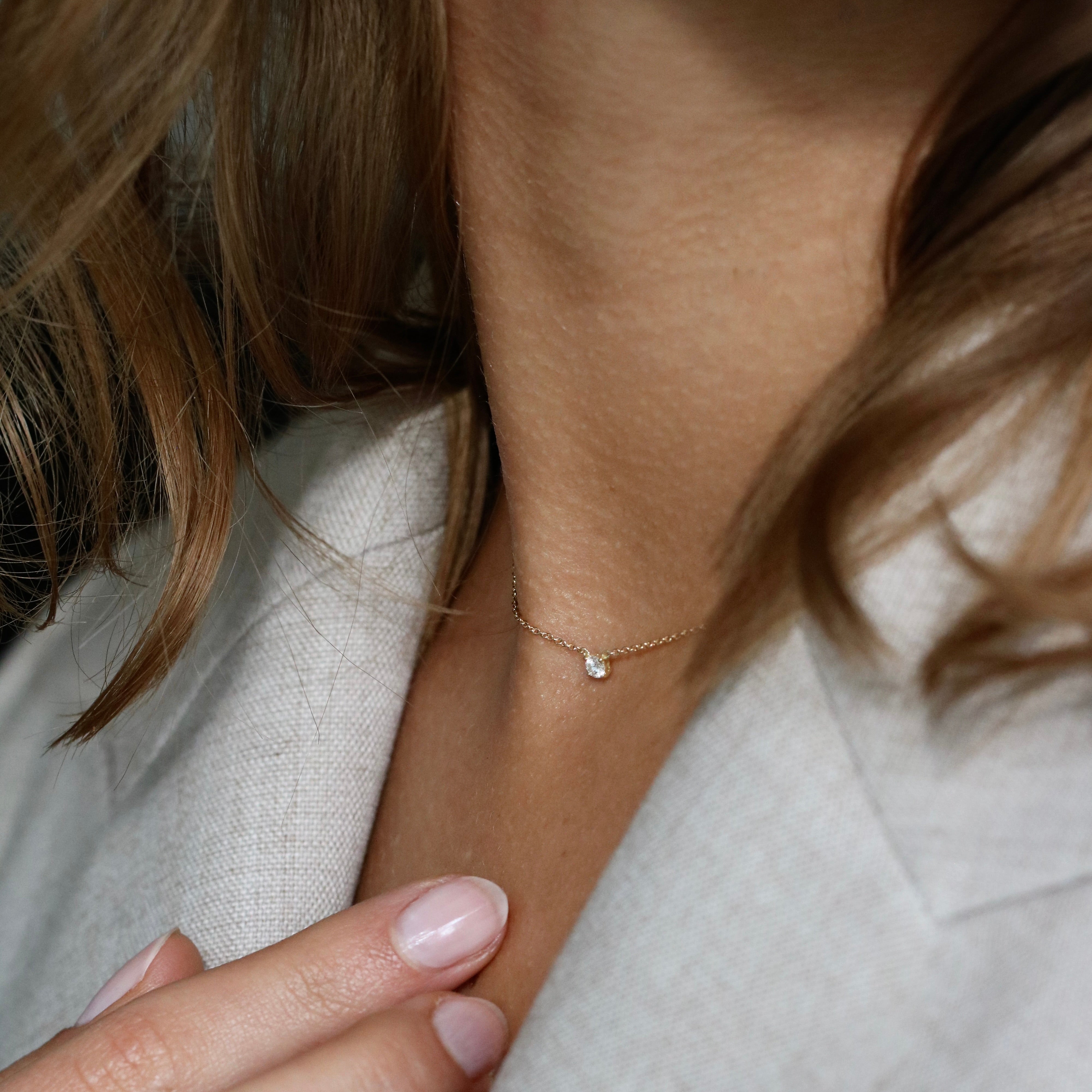 Rock Classic Floating Diamant halskjede - 18kt Gult gull