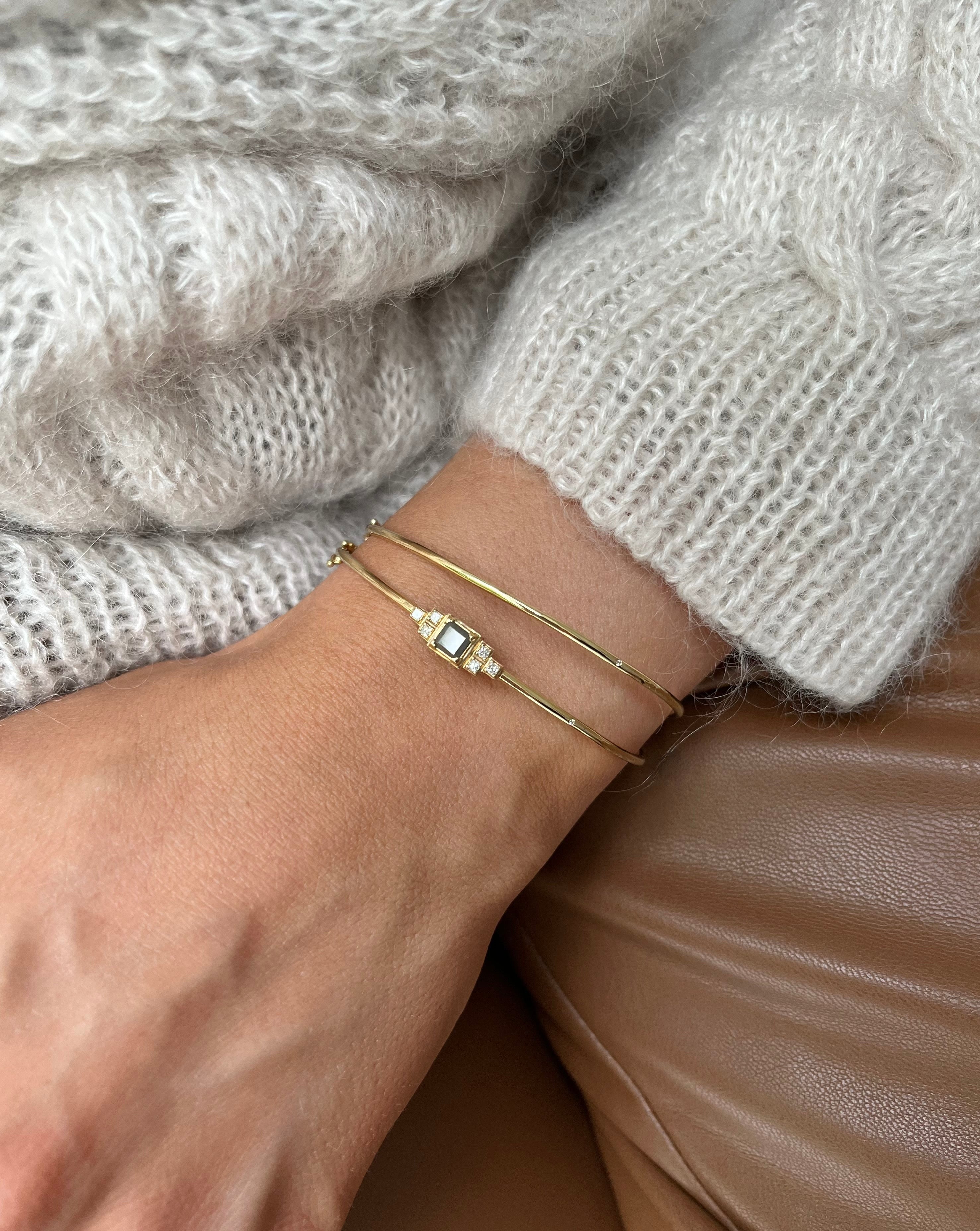 Raw Diamant Armring - 18kt Gult Gull