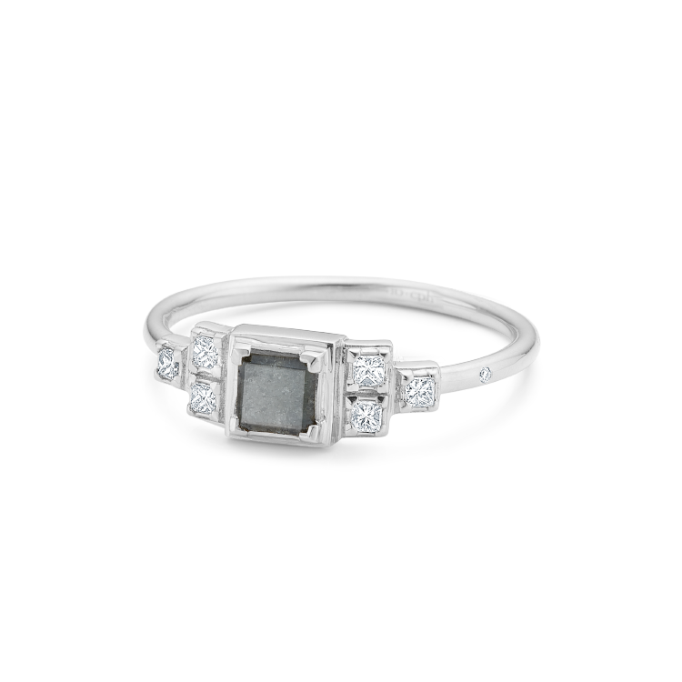 Raw Diamantring - 18kt Hvitt Gull