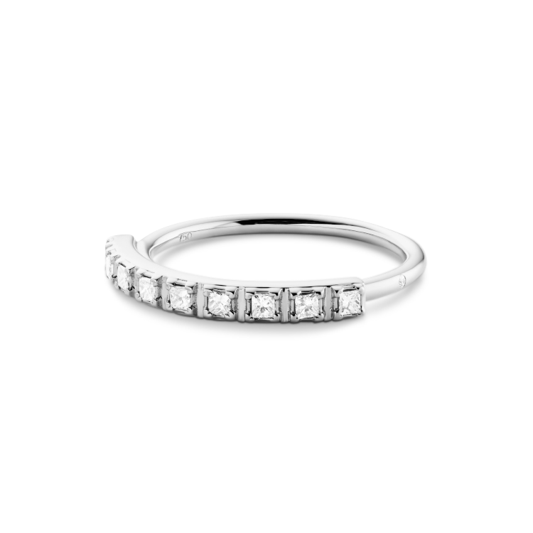 Rock Classic Diamantring Aligned - 18kt Hvitt Gull
