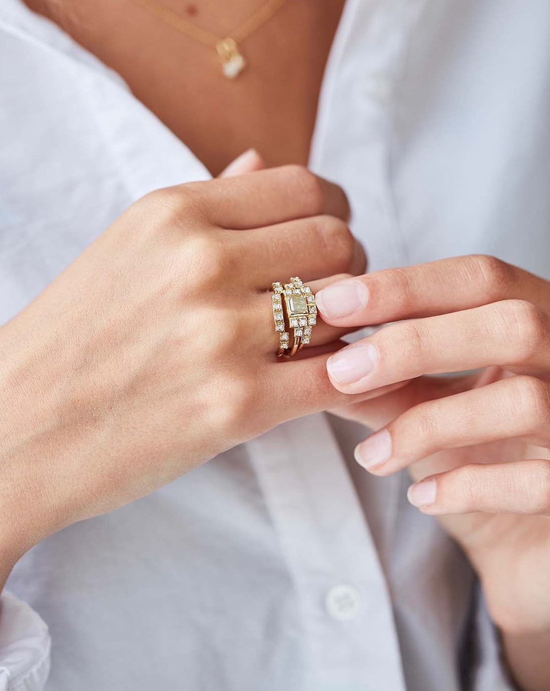 Raw Diamantring Curve - 18kt Hvitt Gull