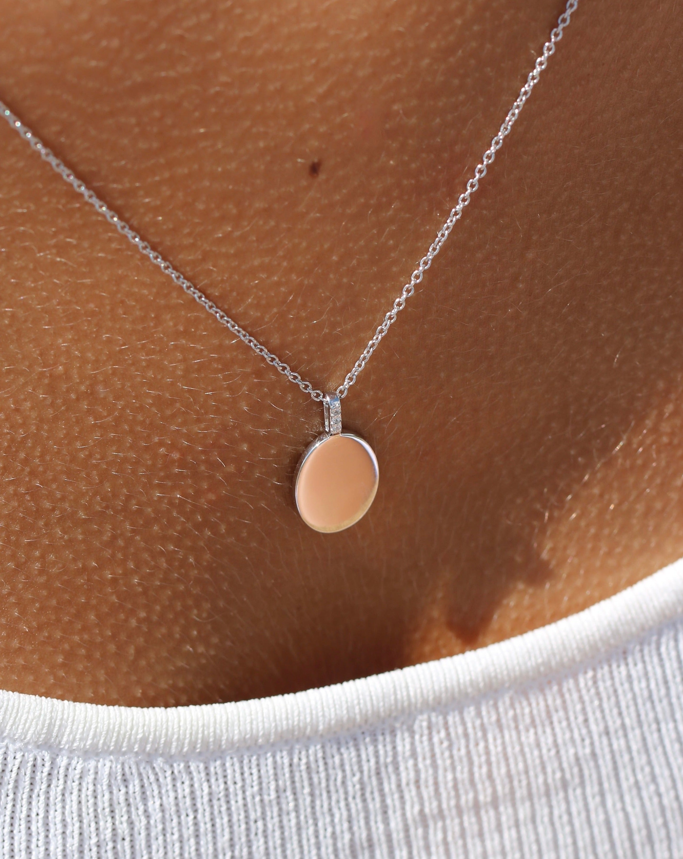 Signet Diamant Anheng - 18kt Hvitt Gull