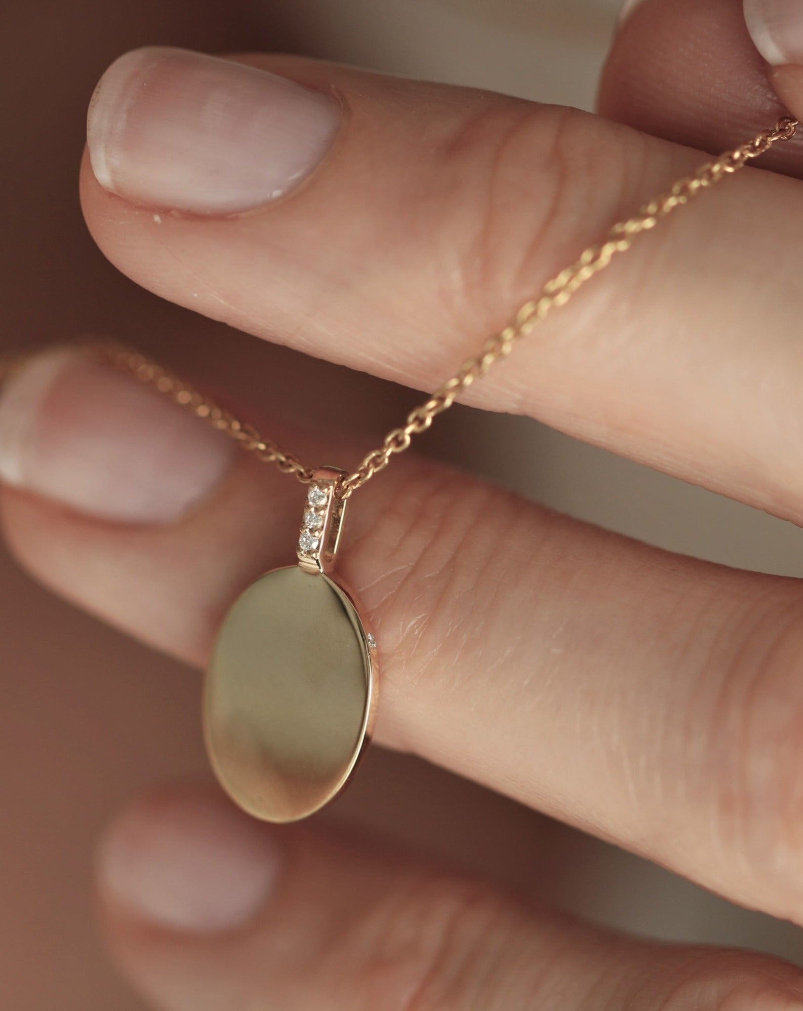 Signet Diamant Anheng - 18kt Gult Gull