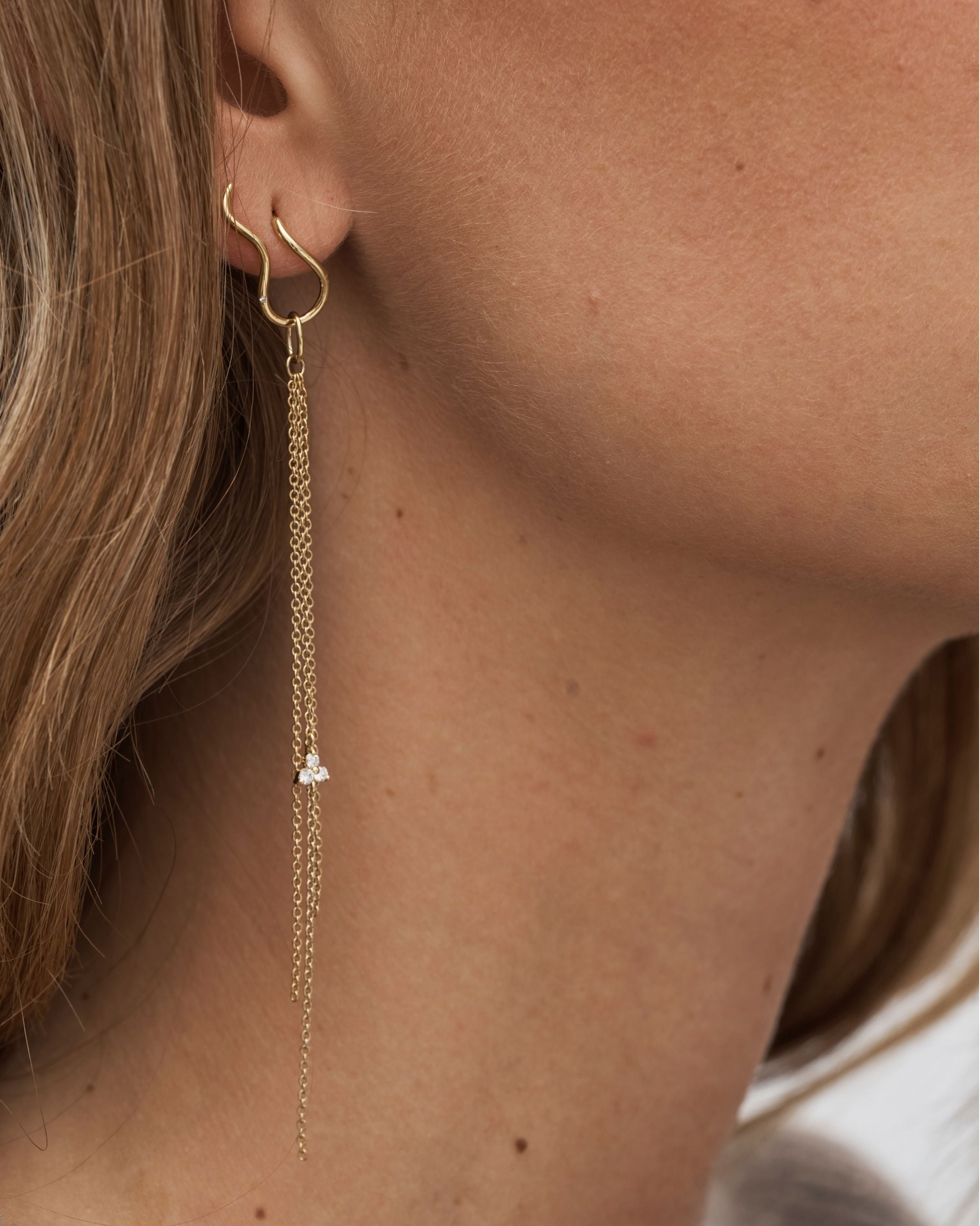 Fryd Diamond Chain Earring-Pendant - 18kt Yellow Gold