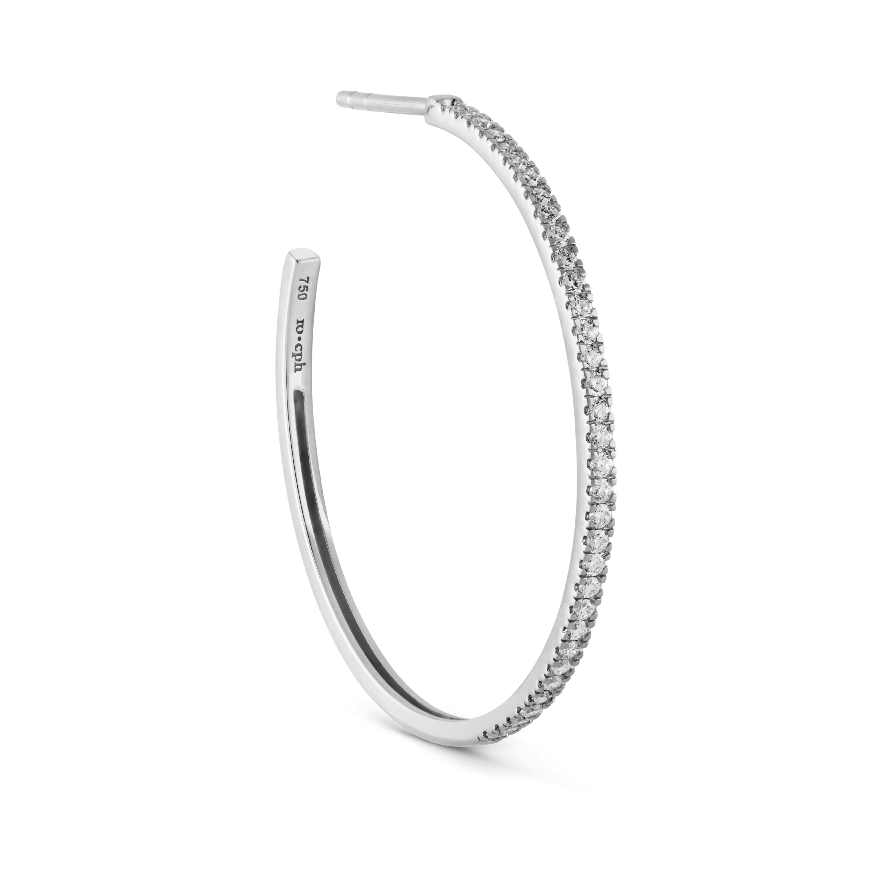 Rock Classic Diamond Creol L - 18kt White Gold