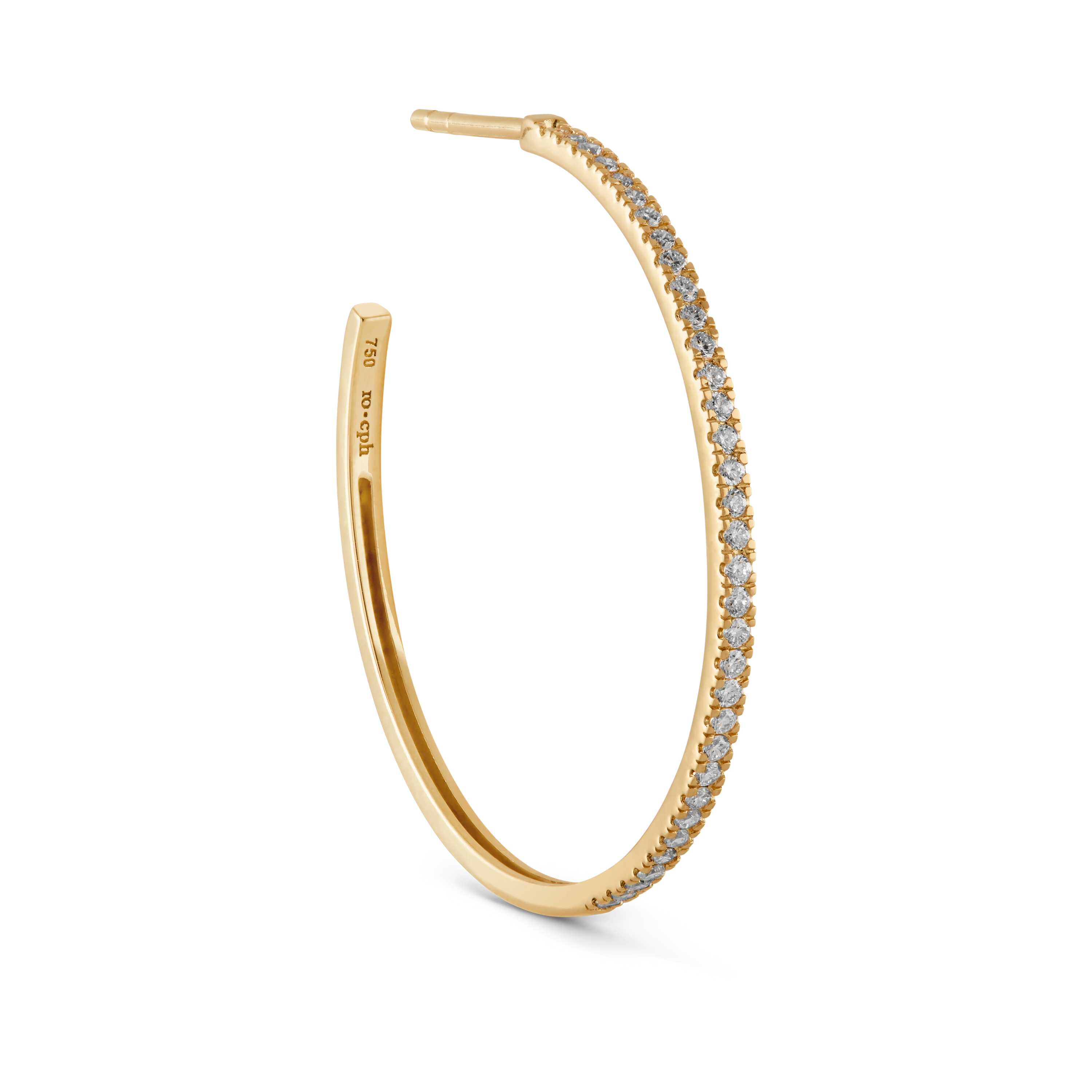 Rock Classic Diamond Creol L - 18kt Yellow Gold