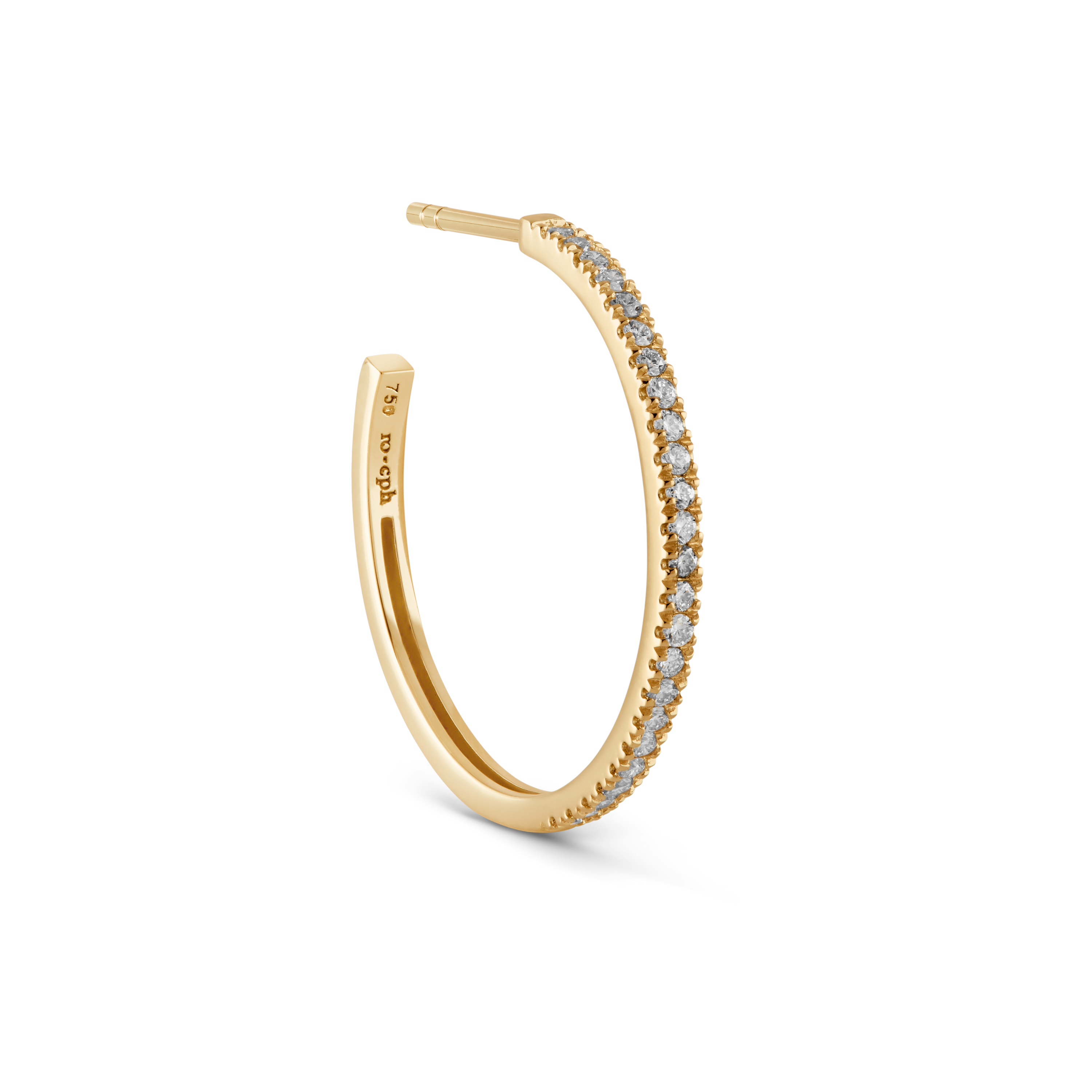 Rock Classic Diamond Creol M - 18kt Yellow Gold