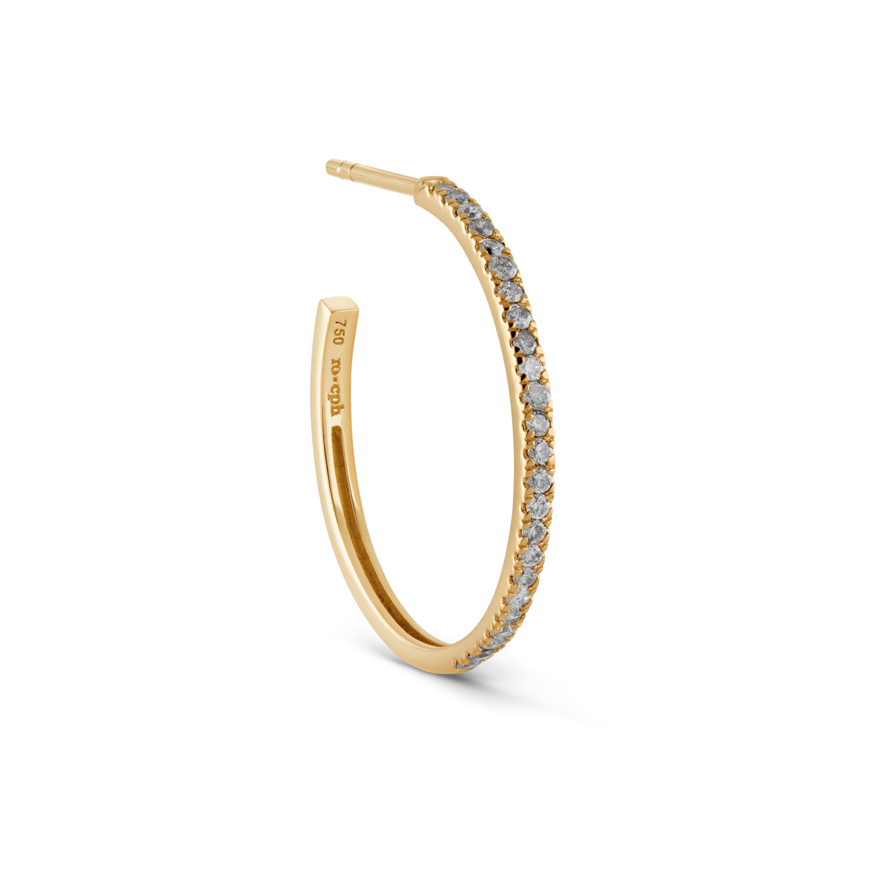 Rock Classic Grey Diamond Creol M - 18kt Yellow Gold