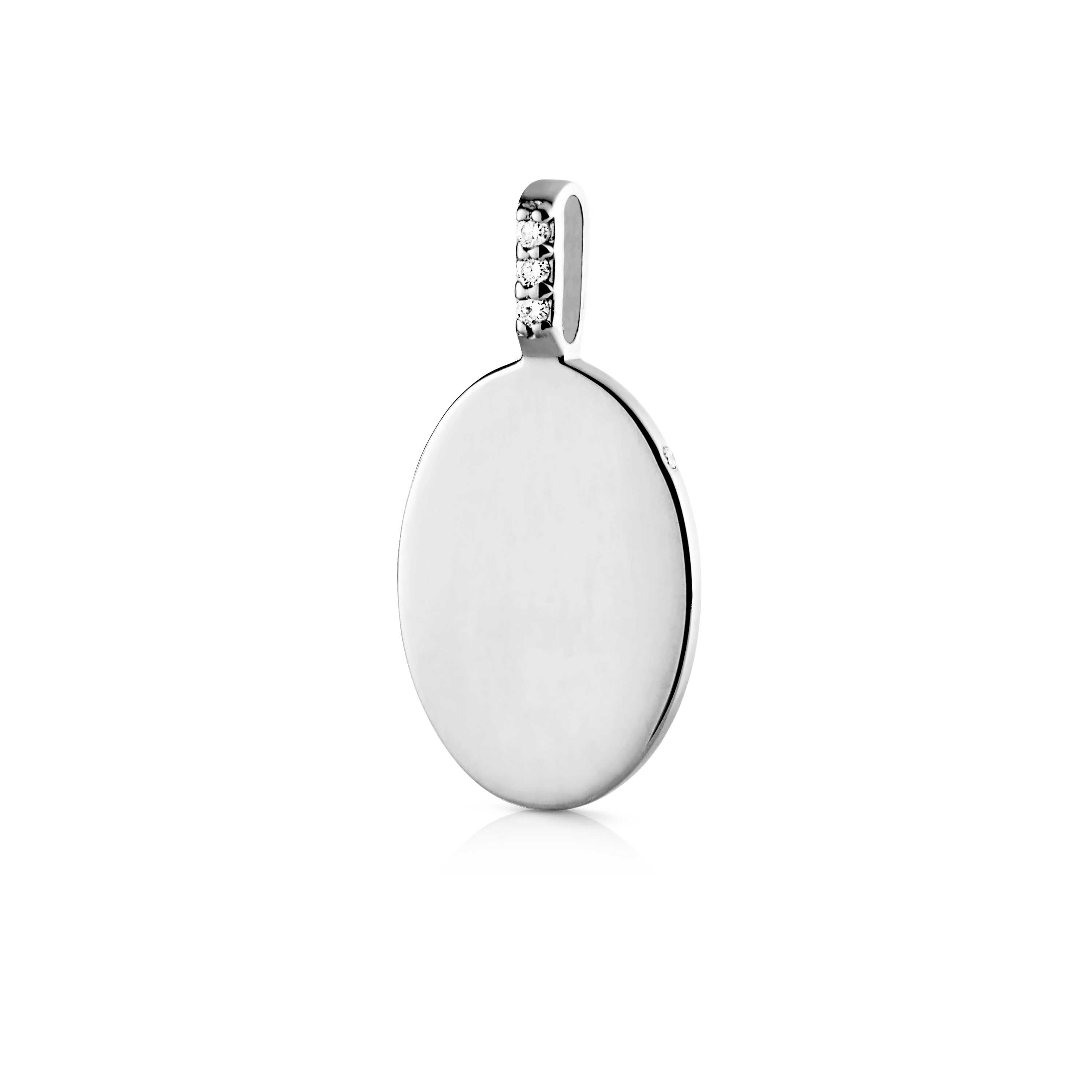 Signet Diamant Anheng - 18kt Hvitt Gull