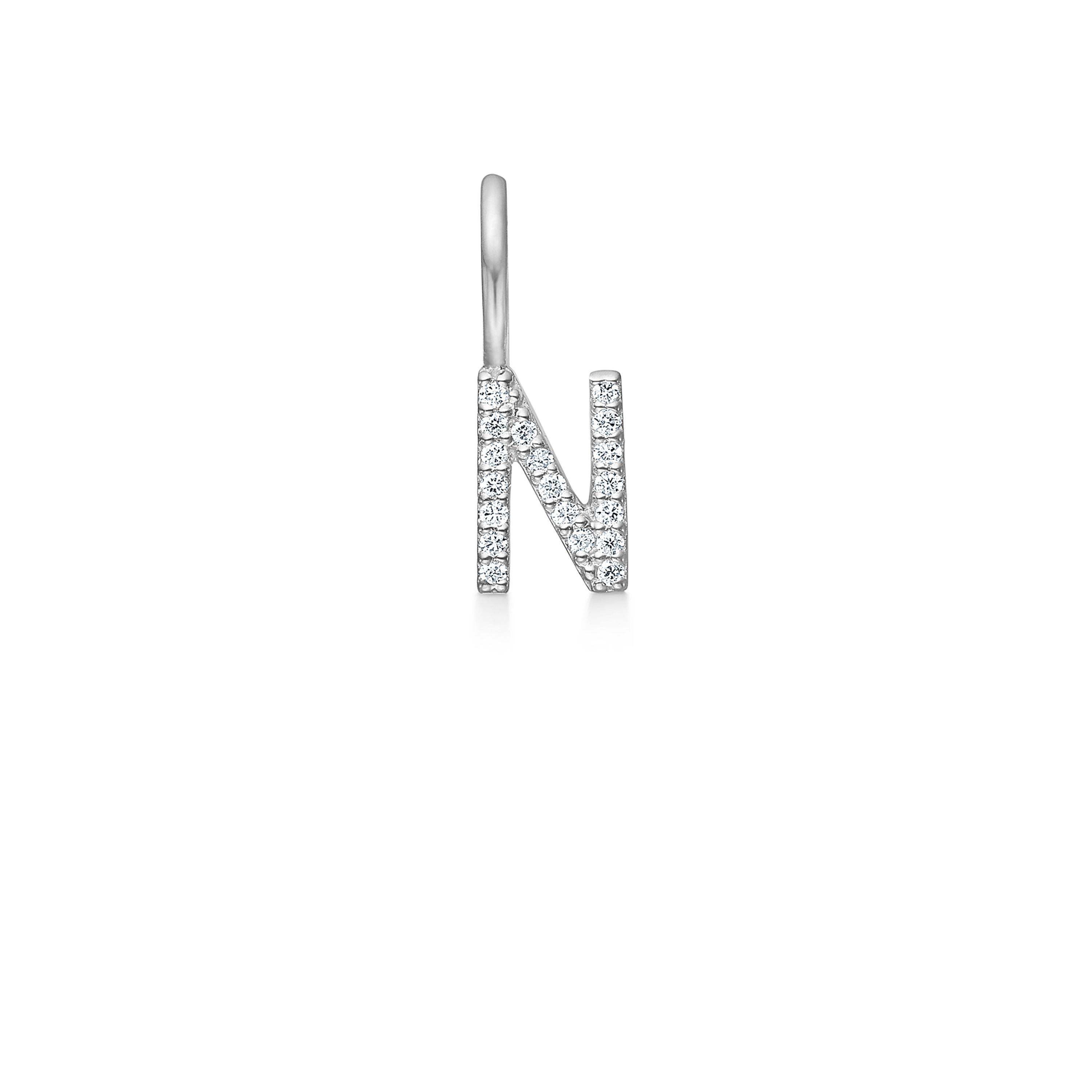 My N Diamond Pendant - 18kt White Gold