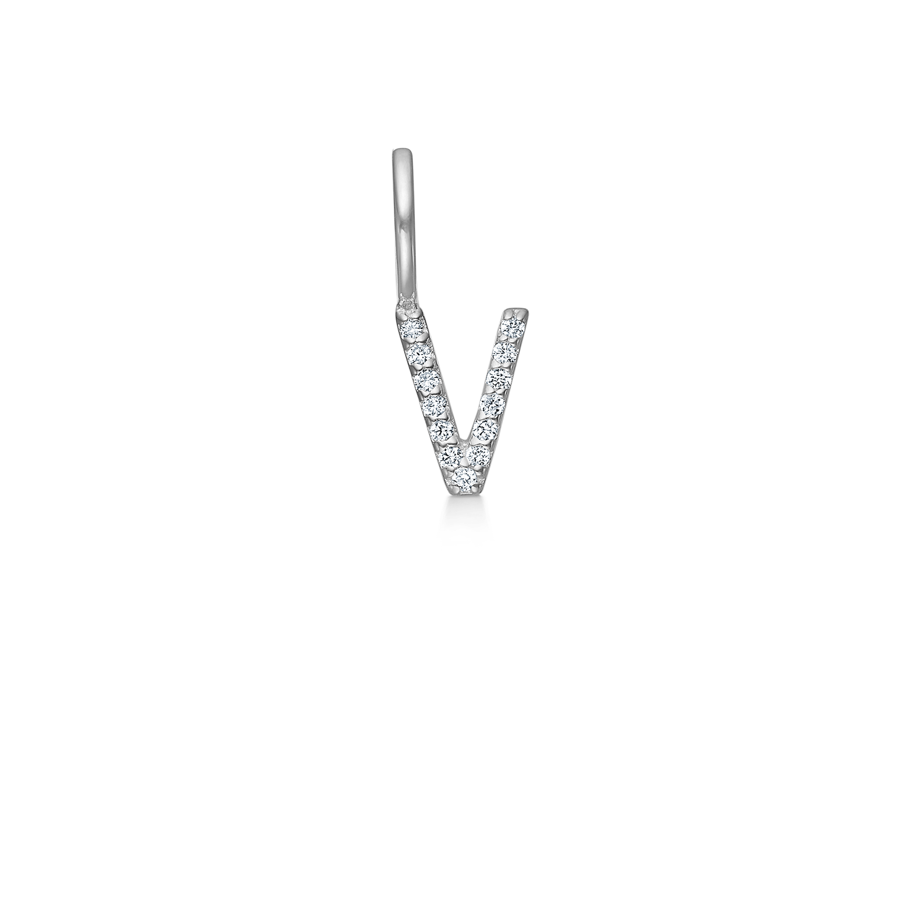 My V Diamond Pendant - 18kt White Gold