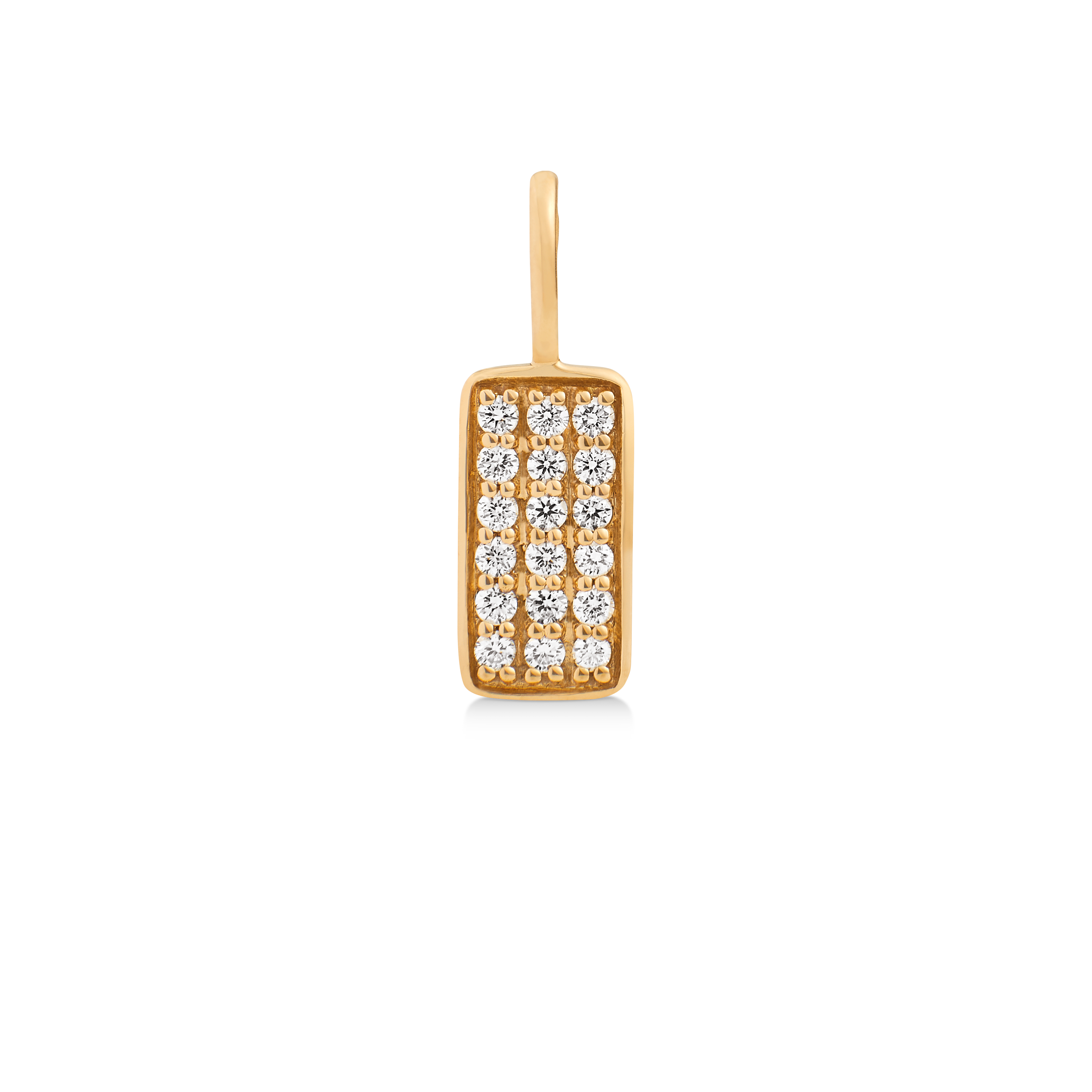 Square Diamant Anheng - 18kt Gult Gull