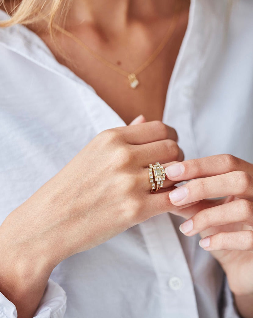 Raw Diamantring - 18kt Hvitt Gull