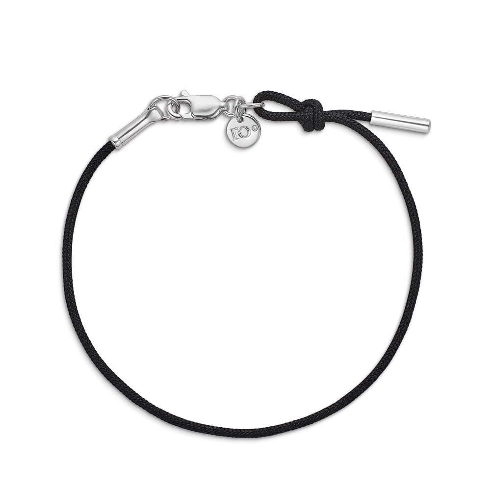 Inner Peace Bracelet Black Cord - 18kt White Gold