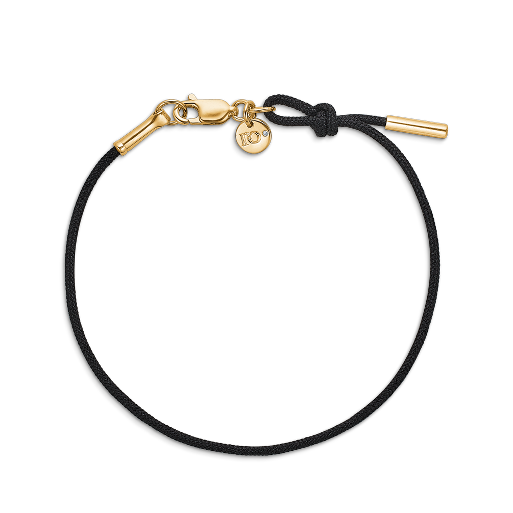 Inner Peace Bracelet Black Cord - 18kt Yellow Gold