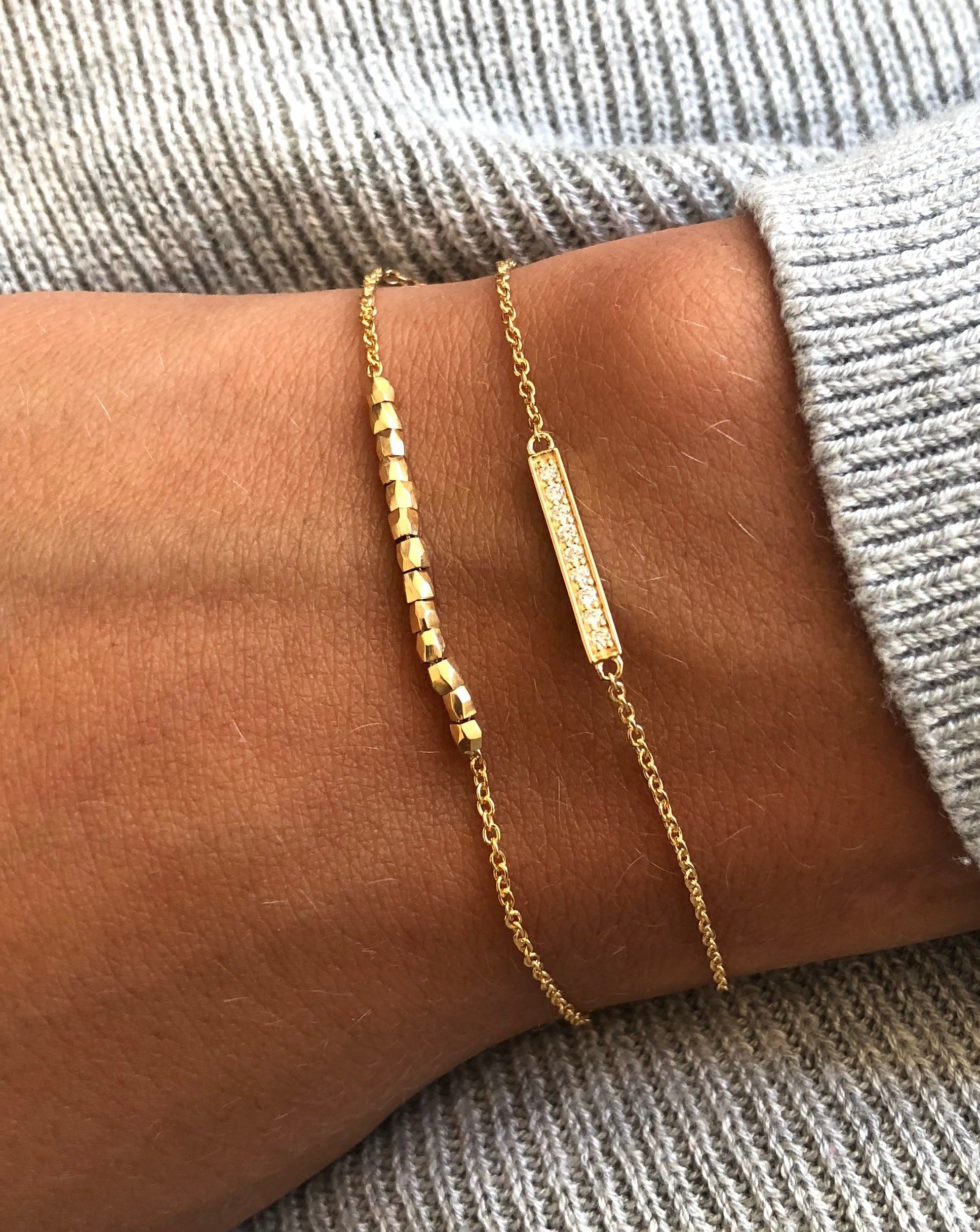 Square Diamant Armbånd - 18kt Gult Gull